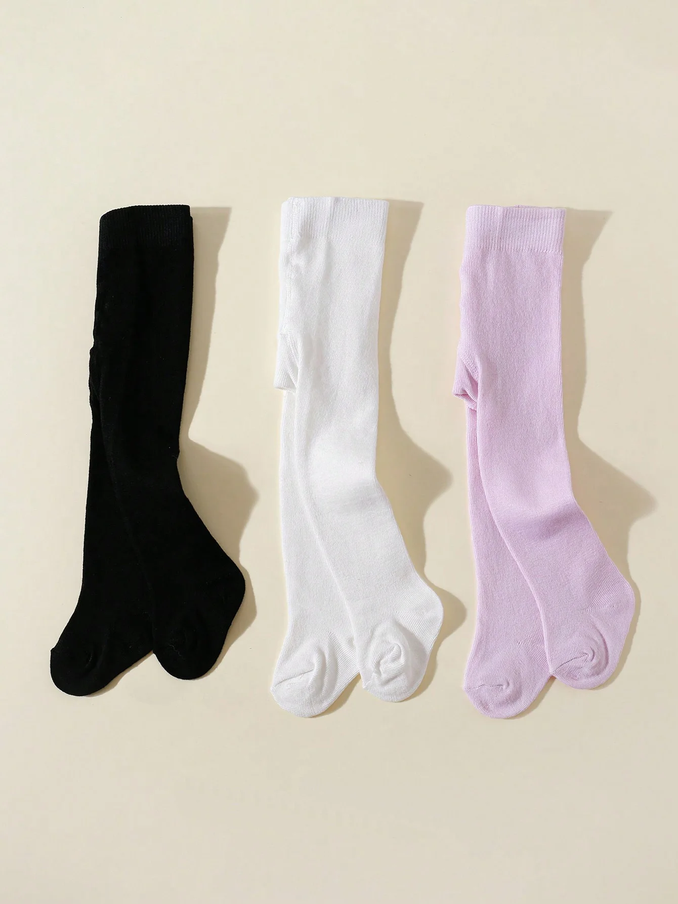 3 أزواج من جوارب طويلة للفتيات، سراويل ضيقة ذات خصر بلاستيكي بلون سادة، جوارب ضيقة مناسبة للاستخدام اليومي والربيع والخريف للأطفال من سن 1 إلى 14 سنة #3