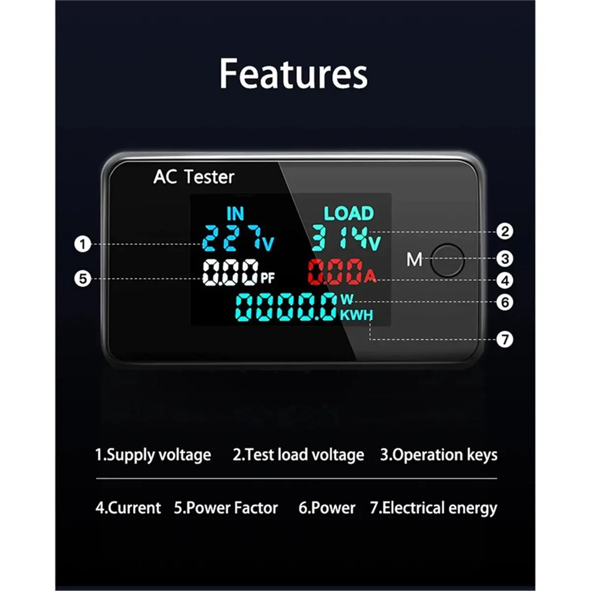 ABZJ KWS-AC305 AC Power Monitor LCD Digital Dual Voltage Current Power Voltmeter Ammeter Electric Energy Consumption Monitors