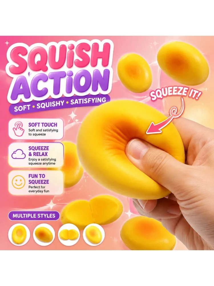 Squeeze Toy Soft Slow Rising Squishy Cheese Bread Fidget Stress Relief Sensory Toys for Kids Adults