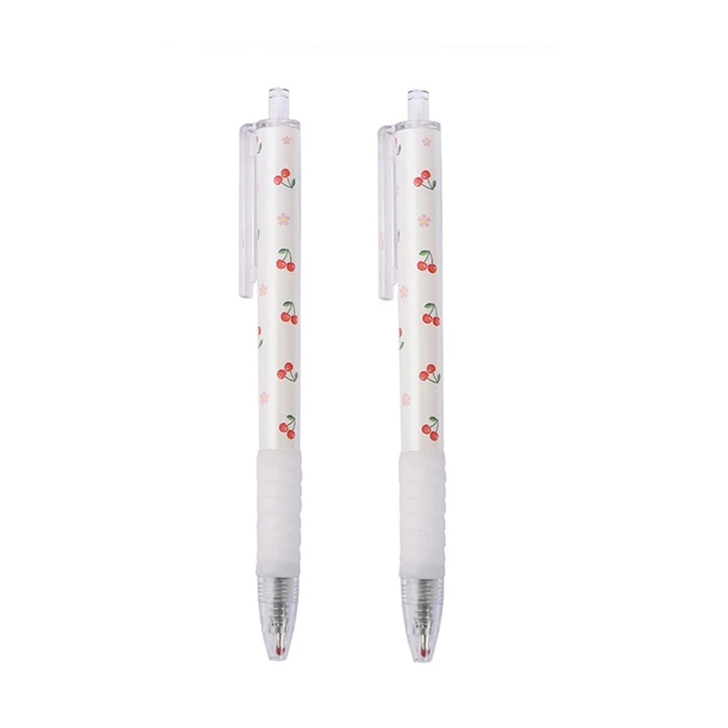 2 Pcs Cherry Blossoms 0.5mm Press Gel Pens Black Ink Fine Point for Writing Journaling Notetaking Students Stationery