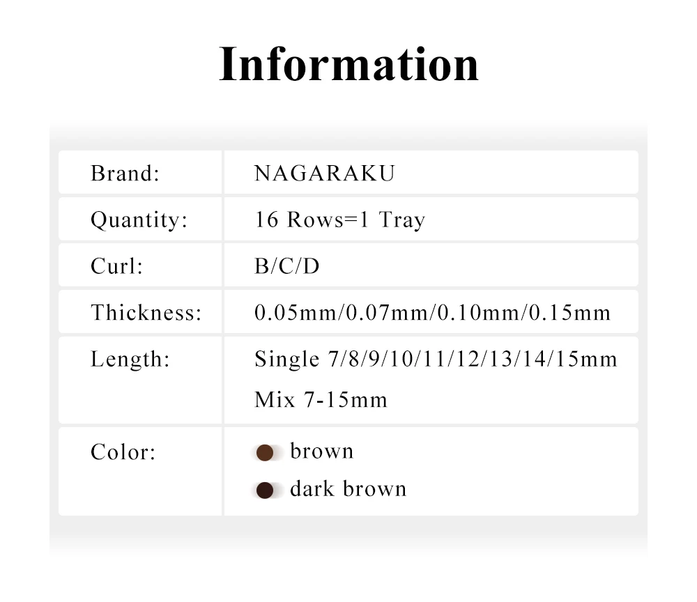 NAGARAKU Braune Wimpern Einzelwimpern-Make-up 16 Reihen Braune Farbe Hochwertig Super Weich Natürlich Synthetisches Nerzhaar – Detail 3