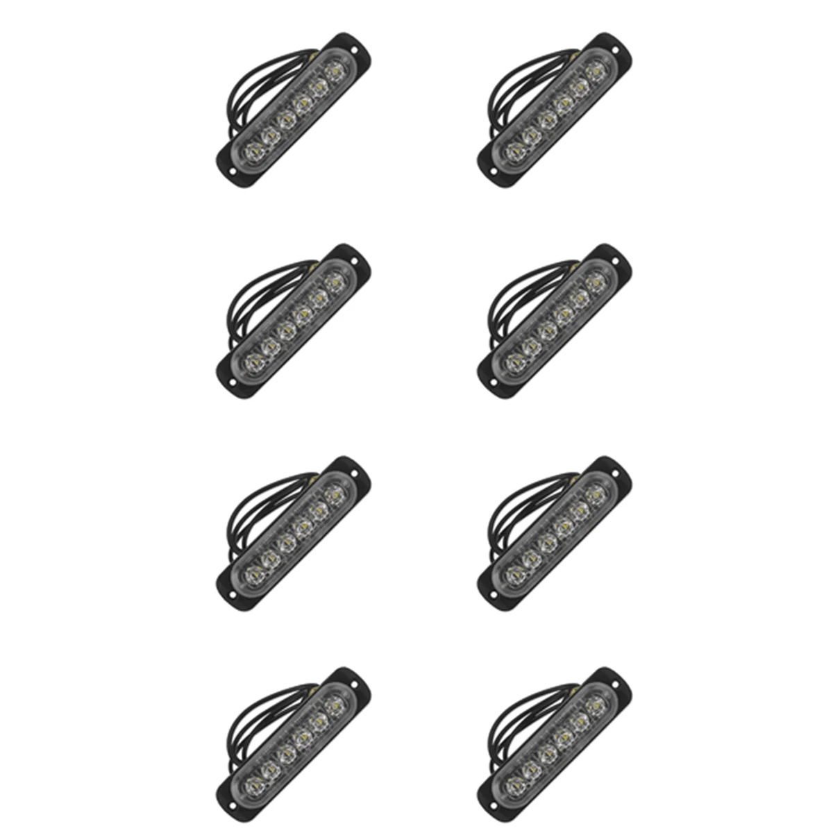 Compact 8X 12V-24V 6LED Light Flash Emergency Car Vehicle Warning Strobe Flashing White