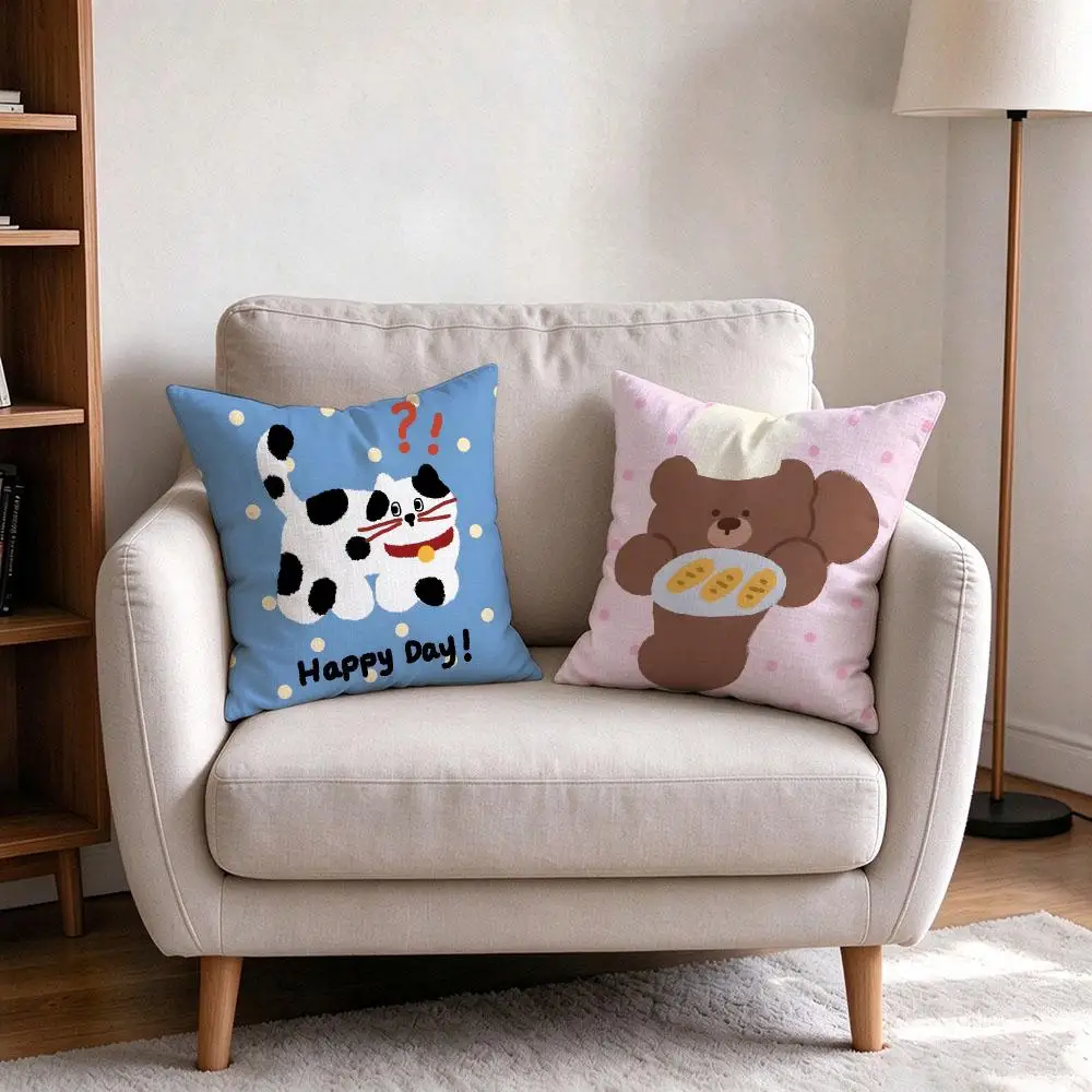 Original Dopamine Style Little Animals Cushion Cover Pillowcase Double sided Printed Sofa Cushion Bedroom Headboard