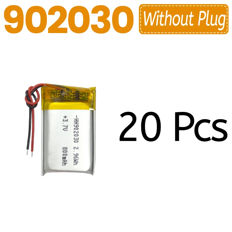 3.7V 800mAh Polymer Lithium LiPo Rechargeable Battery 902030 For Bluetooth Headset, Beauty Instrument, Selfie Stick, Spray, Etc
