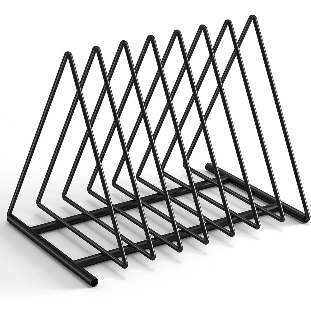 Organizador de Archivos Triangular para Escritorio, 7 Compartimentos, Organizador de Archivos Metálico, Porta Revistas, Estante para Documentos, Organizador de Libros para Oficina, Hogar y Escuela, Negro