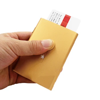 Aluminium Metall Visitenkarte Halter Hand Push-Karte Fall Für Business Bank Karte Mitgliedschaft Paket Visitenkarte Fall Veranstalter