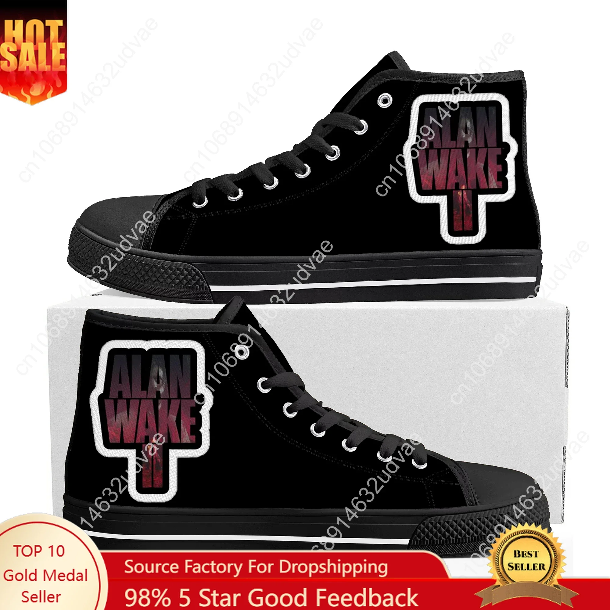 

Alan Wake 2 High Top Shoes Men Women Teenager Sneakers Canvas High Quality Sneaker Casual Custom Made Couple Shoe Black Sole