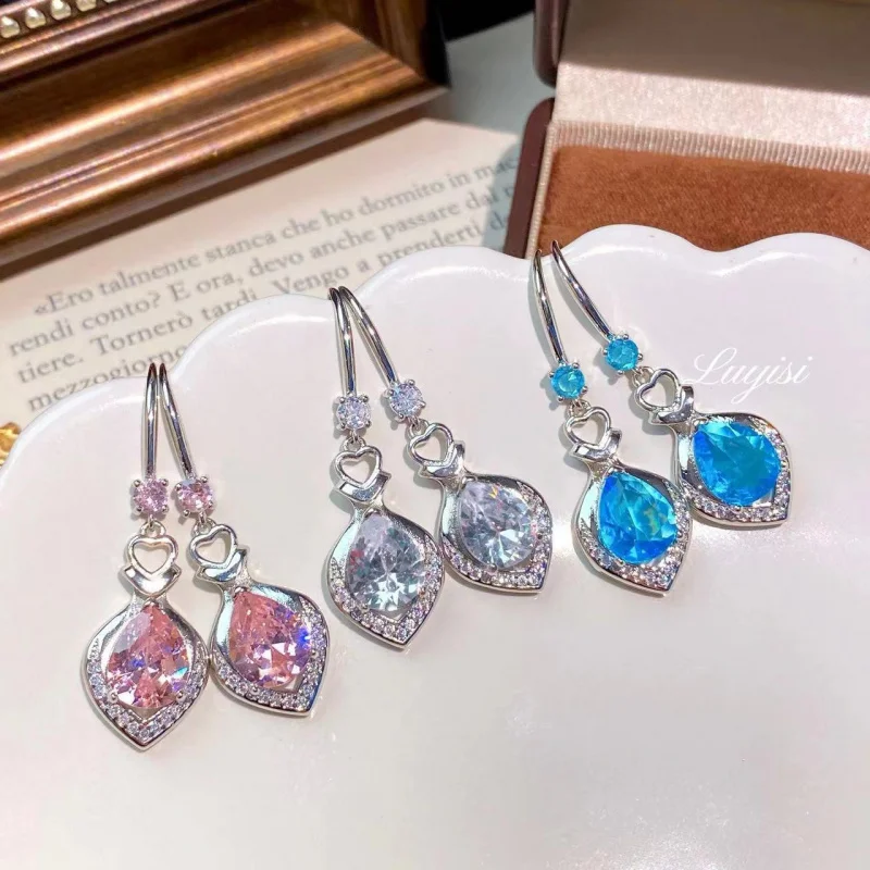 

Korean Fashion Zircon Water Drop Earrings for Women Shiny Crystal Long Pendant Dangle Earring Girls Wedding Party Jewelry GiftsK