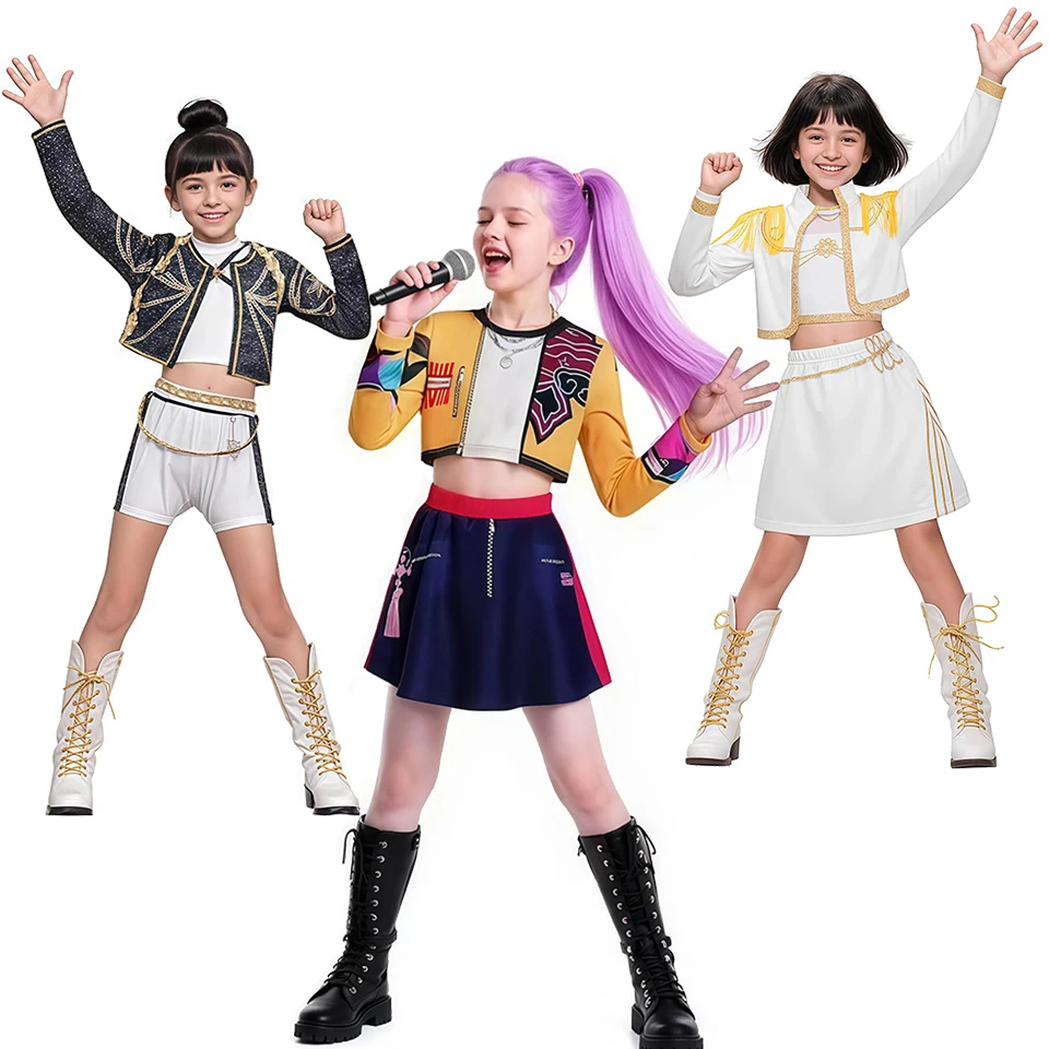 KPop Demon Hunter Girls Outfits Fantasia Pop Singer Carnival Children's Halloween Cosplay Rumi Zoey Mira Performance Costume