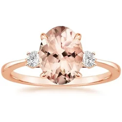 18k Rose Gold Color Oval Morganite Champagne Ring Classic Women's Rings Jewelry for wedding gift for girlfriend free ship