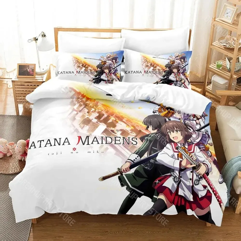 3D Printed Katana Maidens Toji No Miko Anime Bedding Set for Boys Girls Duvet Cover Twin Queen King Full Single Double Sizes