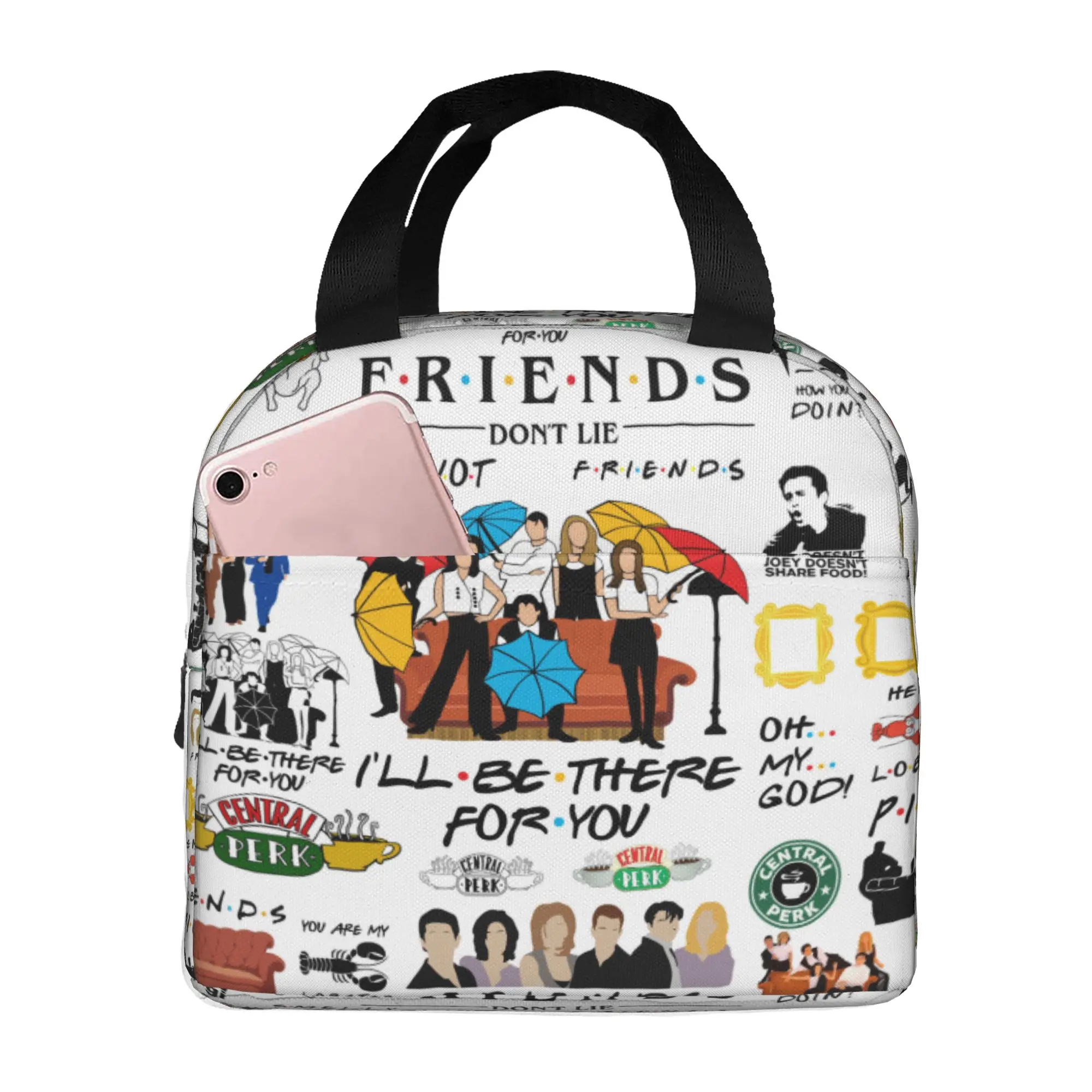 Funny TV Show Friends Collage Lunch Bag Men Women  Warm Cooler Insulated Lunch Boxes for School