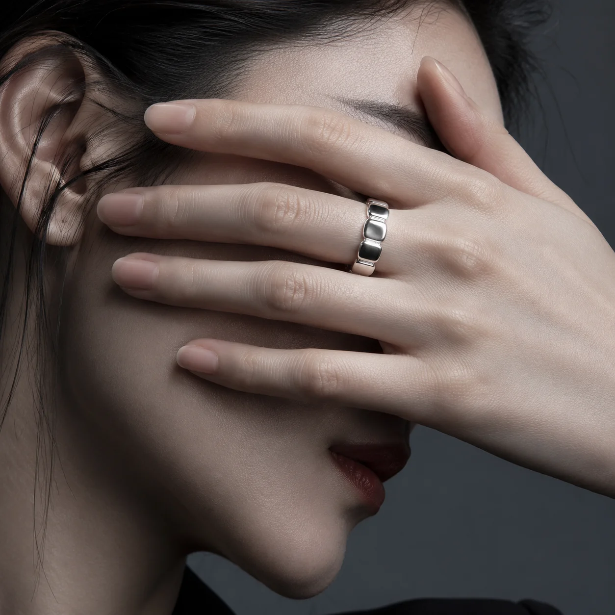 Chunky 7mm Puffy Block Ring 18K Gold Plated Stainless Steel Bold Geometric Cushion Band Rings French Style Women Jewelry