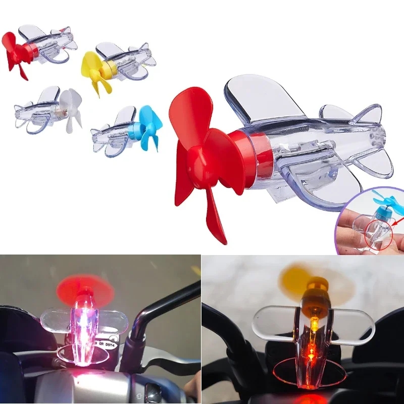 Motorcycle Small Aircraft Decorative Accessories Creative Wind Rotating Light-emitting Mini Interior Motorbike Body Decoration