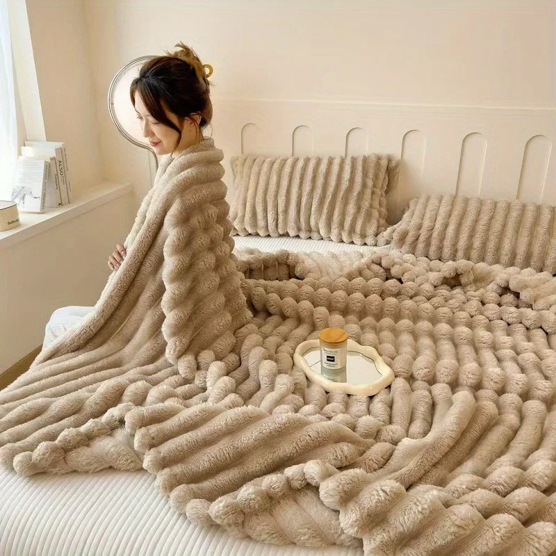 

Новое одеяло из искусственного кроличьего меха — универсальное мягкое фланелевое покрывало для сна, покрытия переменного тока, дивана, автомобиля