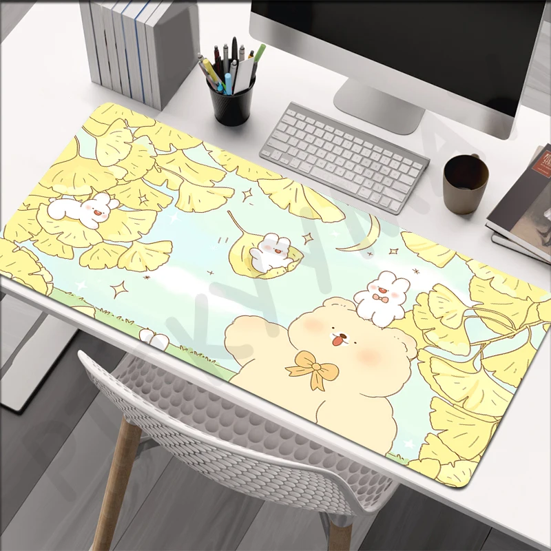 Large Mousepad Kawaii Gamer Mousepads Keyboard Mat Desk Rug Bear Illustration Pc HD Desk Mats Company Mouse Pad For Gift