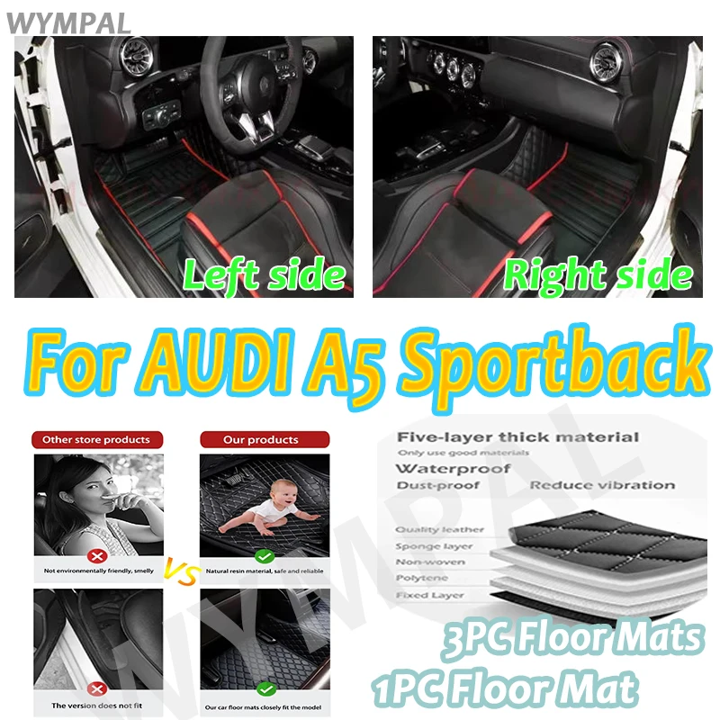 

Luxury auto Car floor mats for AUDI A5 Sportback 2017-2019 2020 2021 2022 2023 Custom foot Pads automobile carpet interior mats