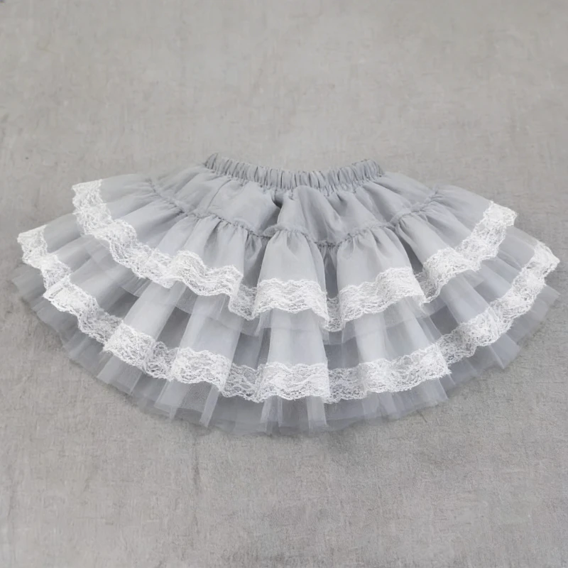 Women Sweet Lolita Mini Skirt Summer Cute Puffy Cake Skirt Kawaii Princess Style Ruffle Hem Casual Daily Wear Fashion Skirt New