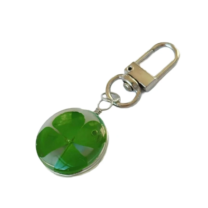 Unique Four Leaf Clovers Alloy Pendant Distinctive Four Leaf Clovers Pendant Keyring Charm for Individualistic Adornment