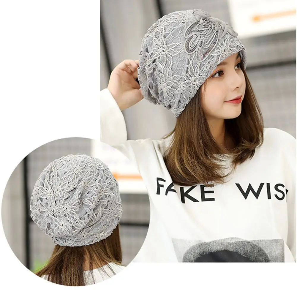 Lady Capped Toe Cap Lace Floral Head Wrap Turban Hedging Cap Dome hat