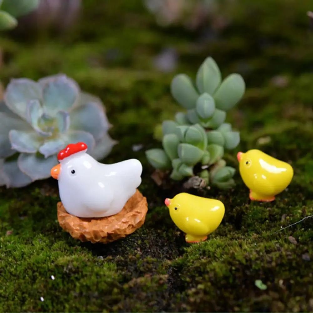 Precioso jardín de hadas, Micro paisaje, resina, pequeño huevo de gallina, Henroost, adorno, estatuilla, decoración en miniatura