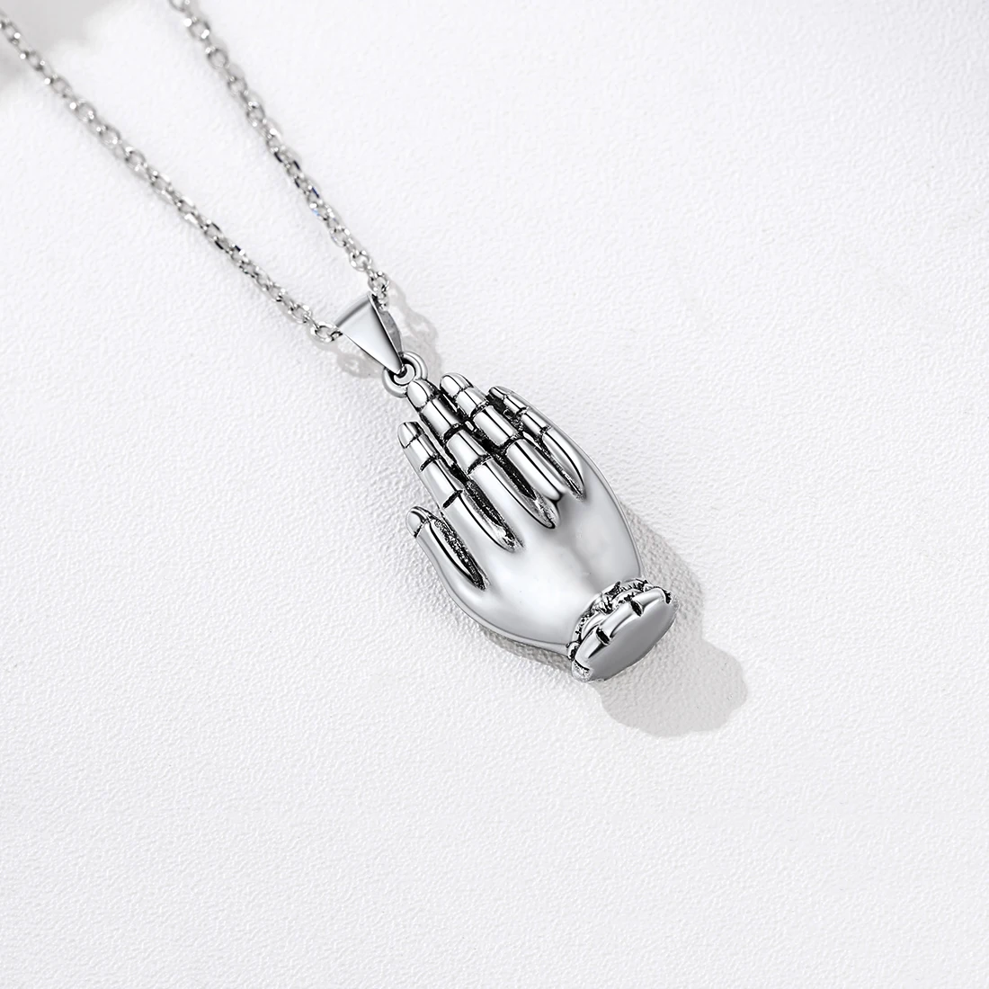 U7 النحاس Abhaya Mudra لفتة اليد 925 فضة بوذا رئيس قلادة قلادة 18 بوصة سلسلة للجنسين البوذية مجوهرات هدية #2