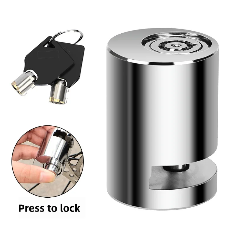 Compact Keyless Motorcycle Disc Lock Anti-Rust Waterproof Alloy Press Brake for Scooter/Bicycle Anti-Theft Reminder Rope