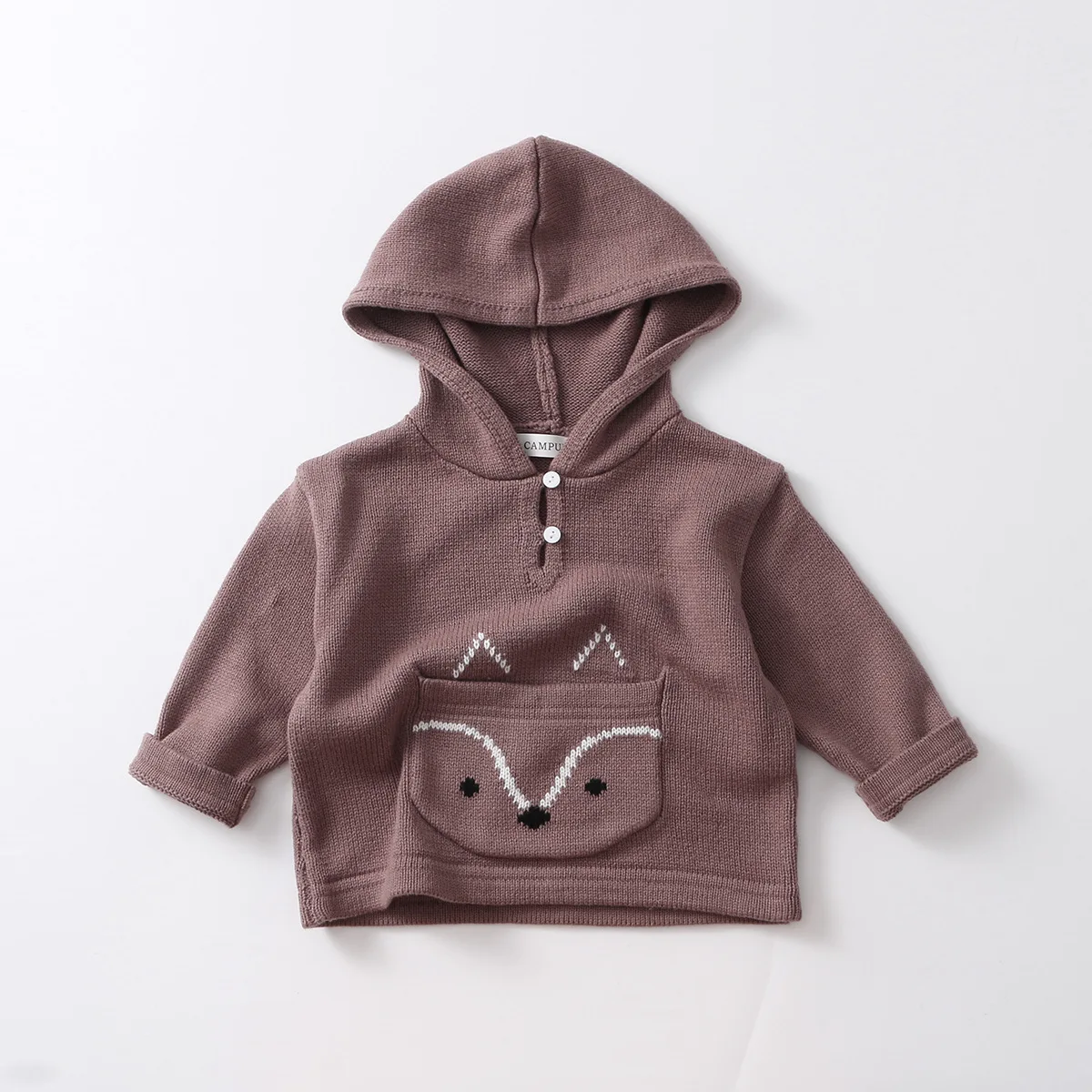 

2025 Fall/Winter Kids Hooded Sweater Unisex Toddler Cartoon Print Cotton Knit Loose Fit Warm Coat for Boys Girls 1-6 Years