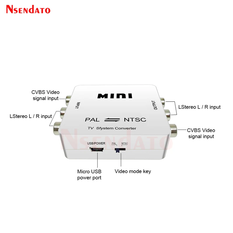 Mini konwerter systemu wideo TV PAL NTSC RCA, adapter dwukierunkowy PAL na NTSC, przełącznik PAL na NTSC do PS3 Xbox DVD — zdjęcie produktu 2