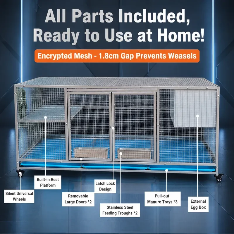 Outdoor Galvanized Chicken Cage Multifunctional Poultry Breeding Cage for Chickens Ducks Geese Weasel Proof Household Use