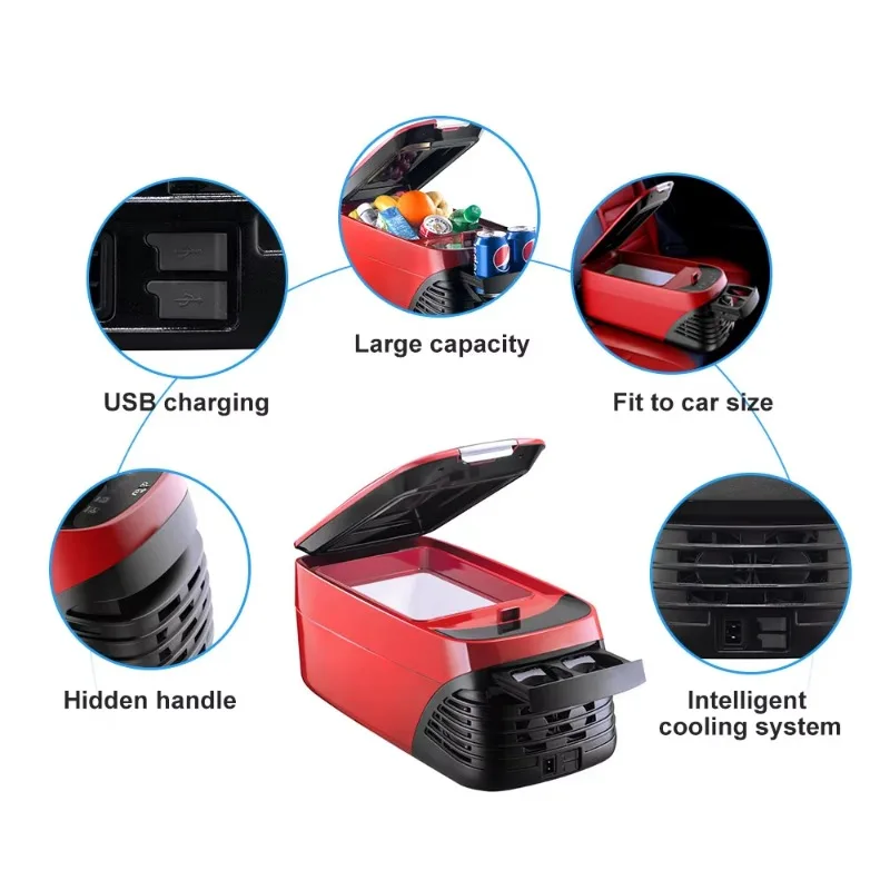 Center Console Armrest Refrigerator Cooler & Warmer with 4 USB Sockets 12V 24V Compressor Car Fridge - view 2