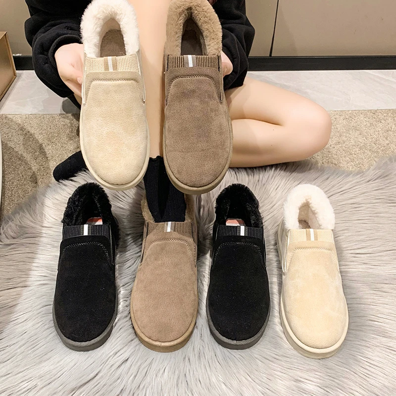 

Womens Boots High Quality Suede Casual Ankle Boots Velvet Warm Cotton Shoes Winter Plush Warm Snow Boots for Women Platform Boot