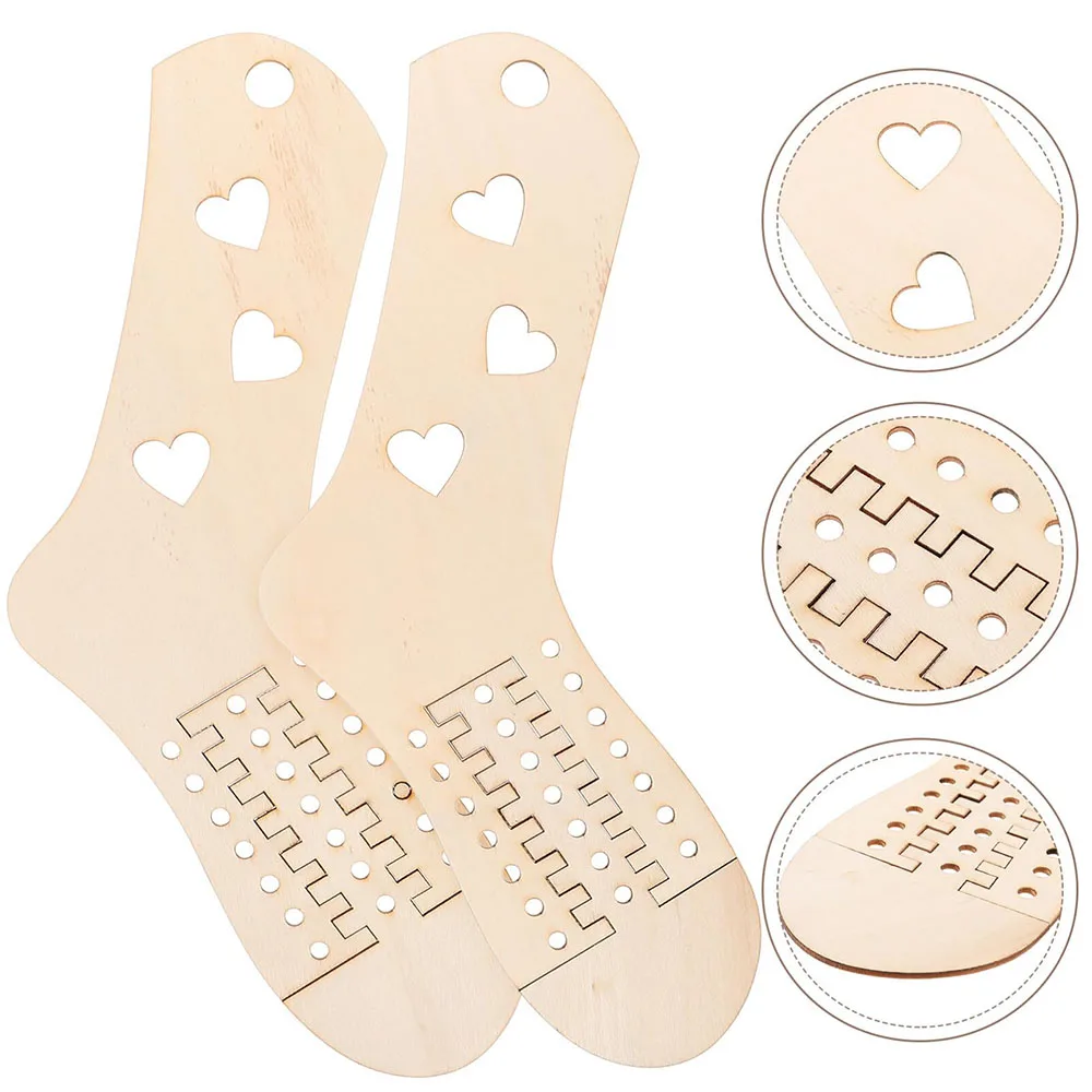 1pair Wooden Sock Blockers for Knitting Adjustable Sock Model Crochet Sock Form Stretchers Hollow Heart Knitters Beginners