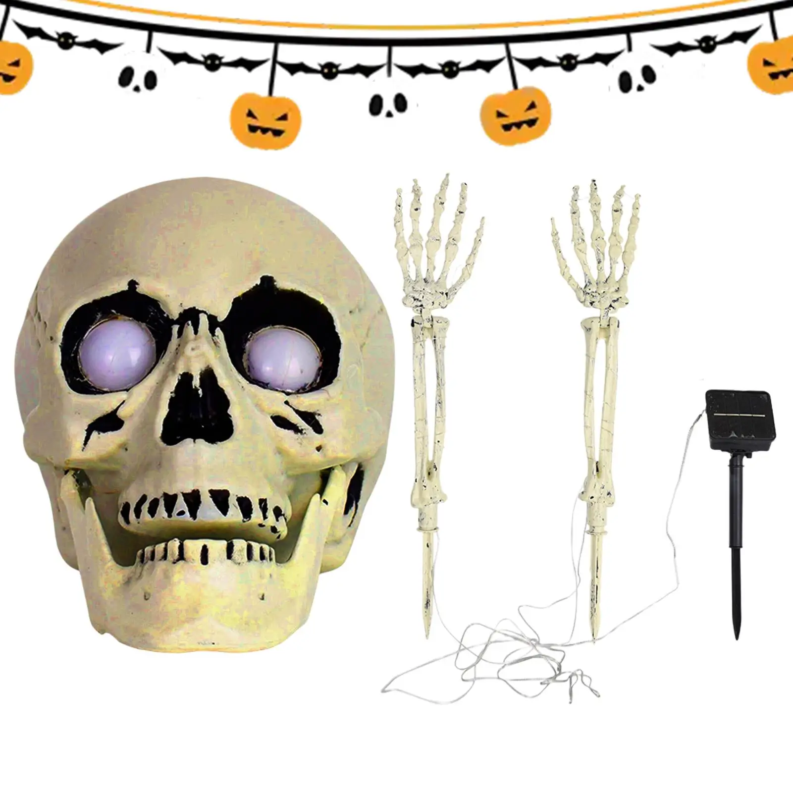 Solar Halloween Decoration Skeleton Hands Garden Stake Lights With Sound Effect Pathway Lamp For Theme Party Outdoor Decor