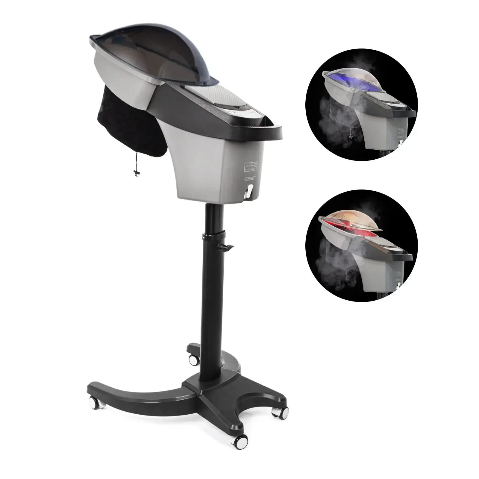 

Hair Salon Steaming Equipment Ultrasonic Micro Mist LED Lights Warm & Cool Hair Spa Steamer O3 Ozone for Hair Styling