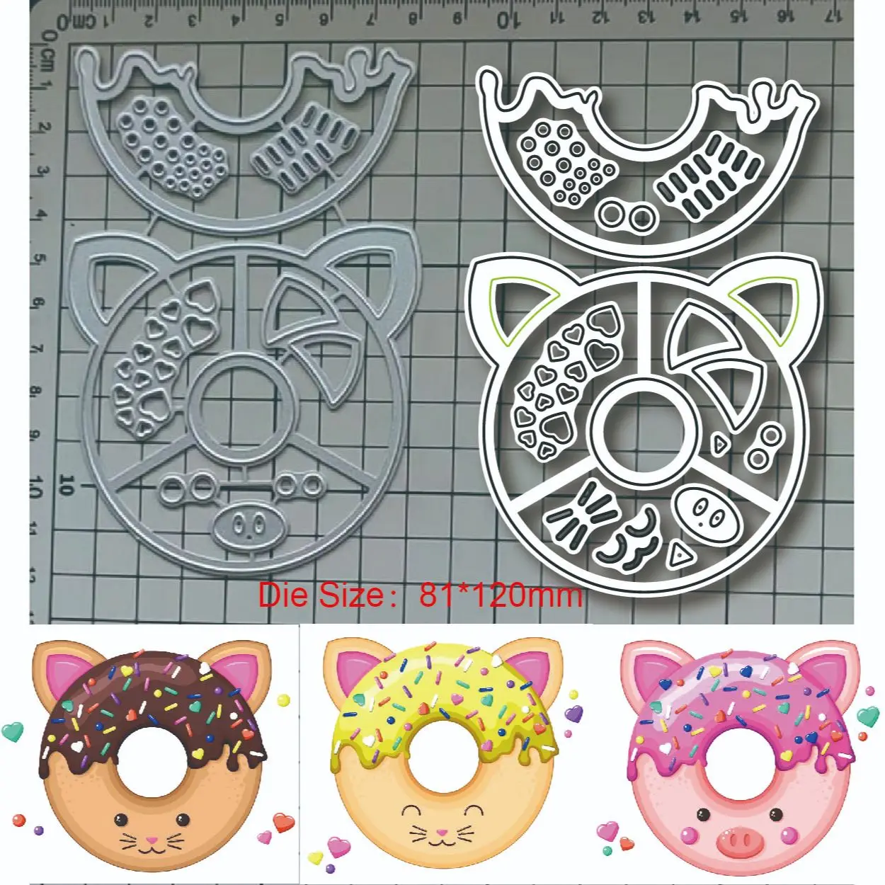 2023 New Metal Cutting Dies Ear donuts, desserts Decoration Scrapbook Paper Craft Knife Mould Blade Punch Stencils Dies