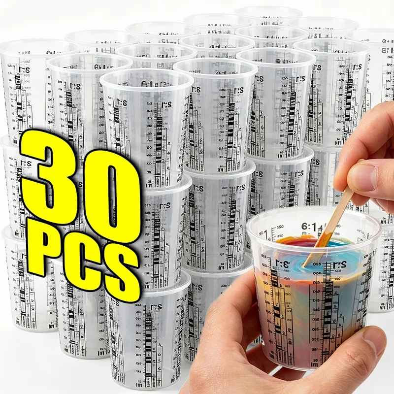 30/2PCS Disposable Measuring Cups Plastic Mixing Cup for Paint UV Resin Epoxy Pigments Mixing Containers 500ml 600ml 1000ml