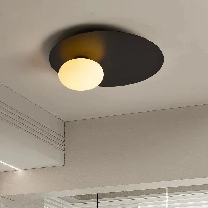 Round Gold Black Metal Ceiling Lights White Glass G9 Bulb for Bedroom Aisle Dining Hall Bedroom