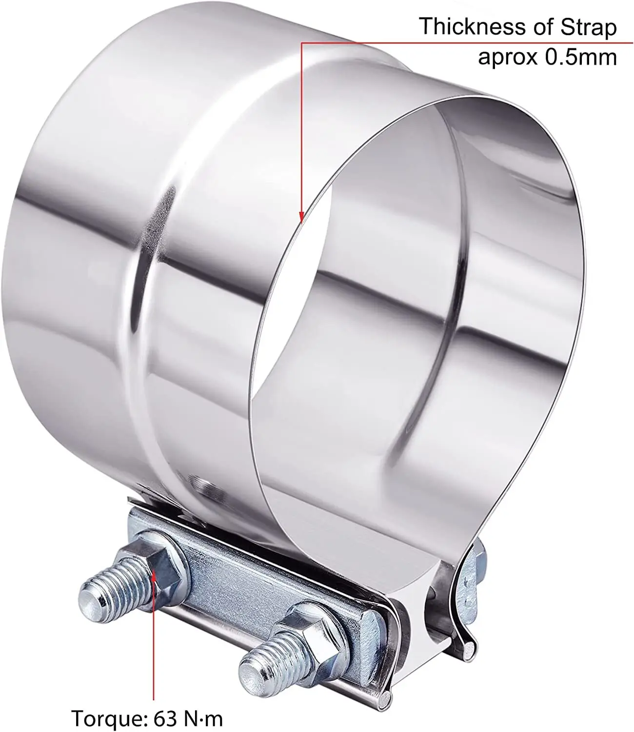 العالمي 4 بوصة الفولاذ المقاوم للصدأ اللفة المشتركة العادم المشبك الخمار كم المقرنة الفضة TP-1006
