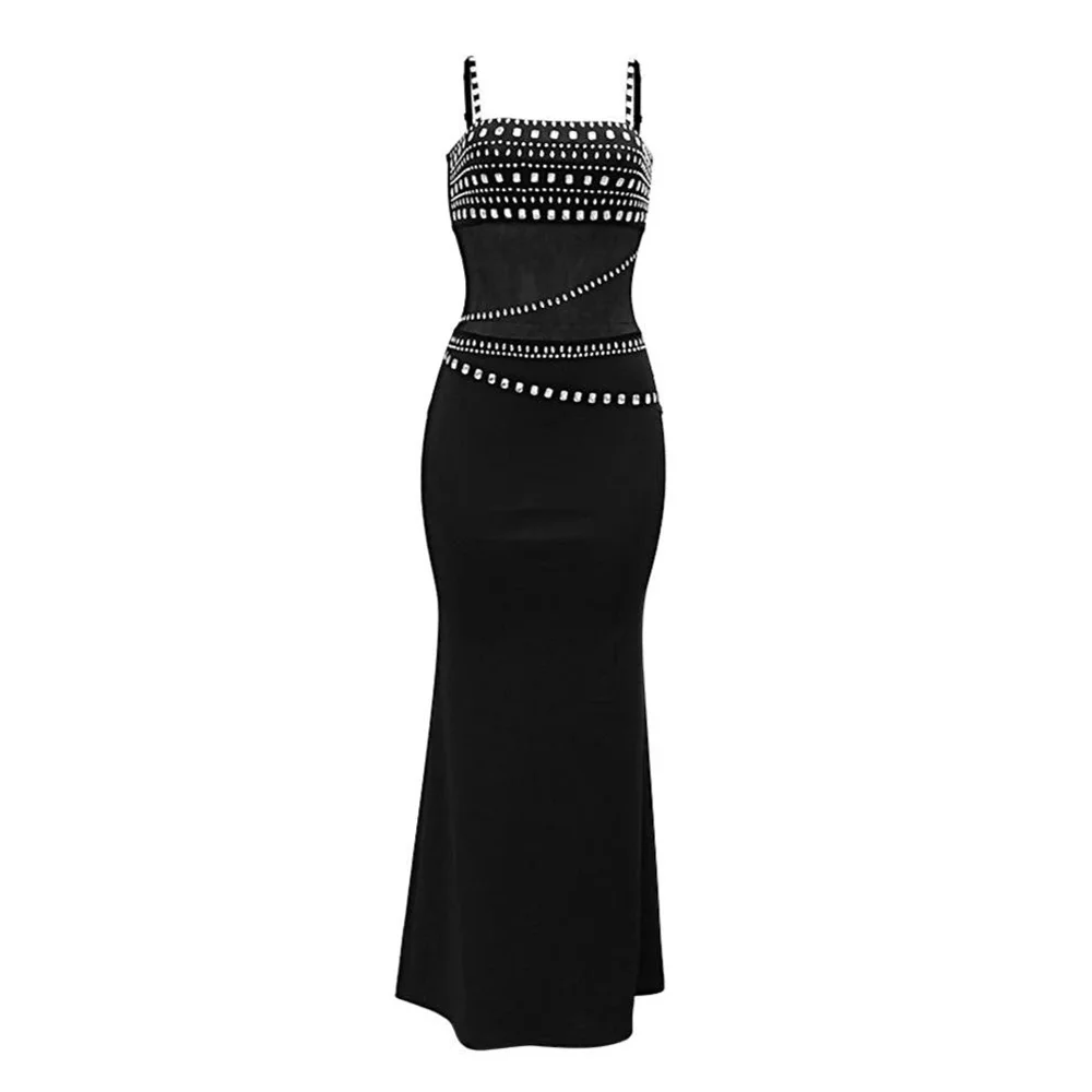 Frauen Träger ärmelloses rotes Maxikleid Sexy Meerjungfrau Geburtstag formelles Ballkleid