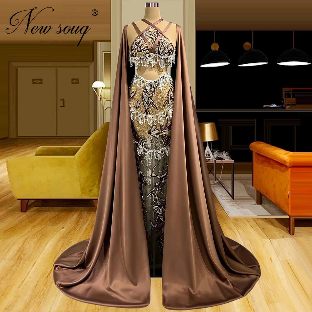 

Turkish Muslim Long Celebrity Dresses With Jacket Dubai Beads Crystals Evening Dresses Couture Party Dress Gown Vestido De Noche