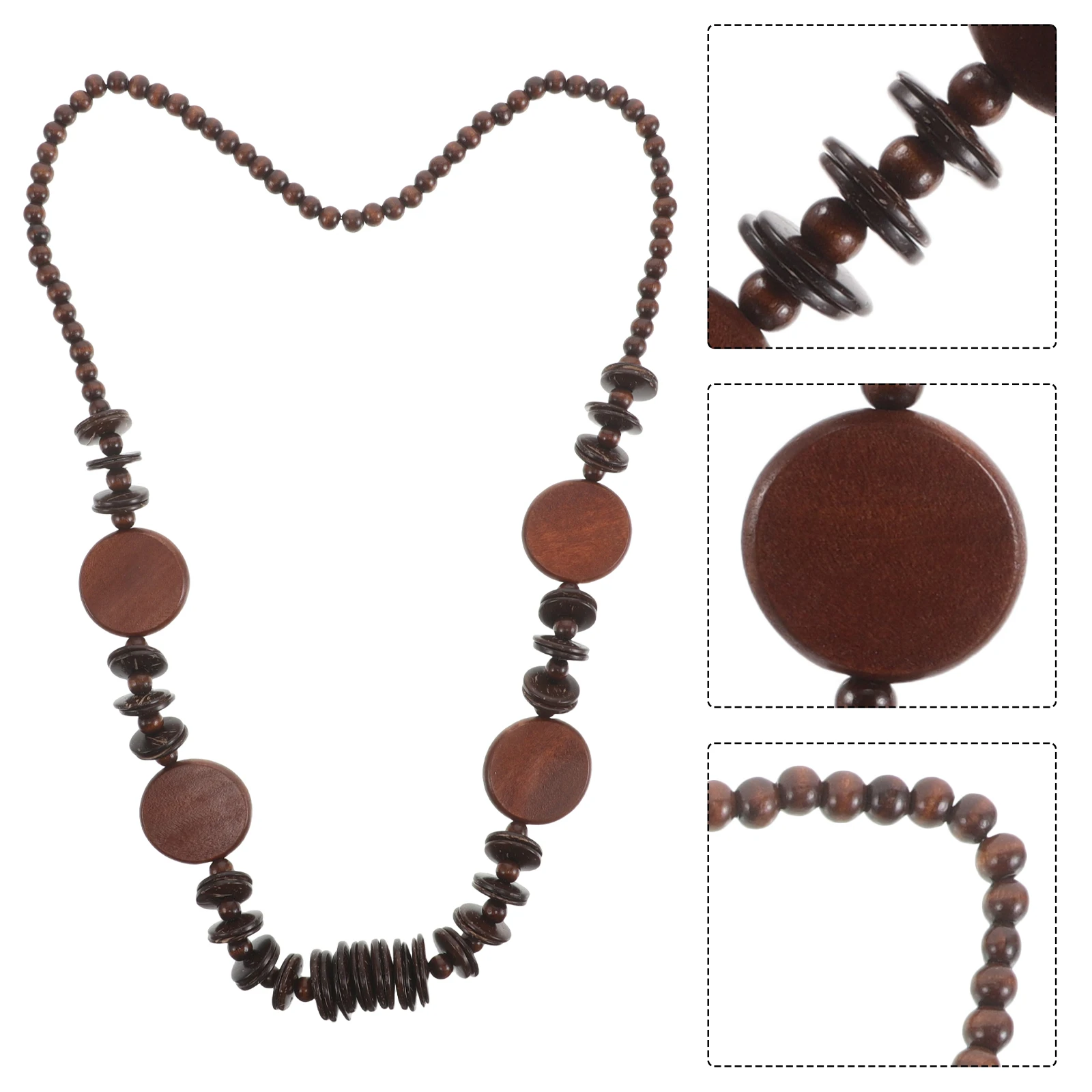

Boho Ethnic Geometric Coconut Shell Beaded Necklace Lightweight Statement Necklace Trendy Chunky Beaded