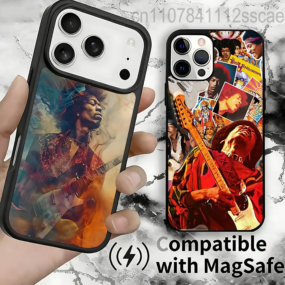 

Гитарист J-Jimi H-HendrixS для IPhone 17,16,15,14,13,12,11,Pro,Max,Plus,Mini,SE4,E Защитный магнитный чехол