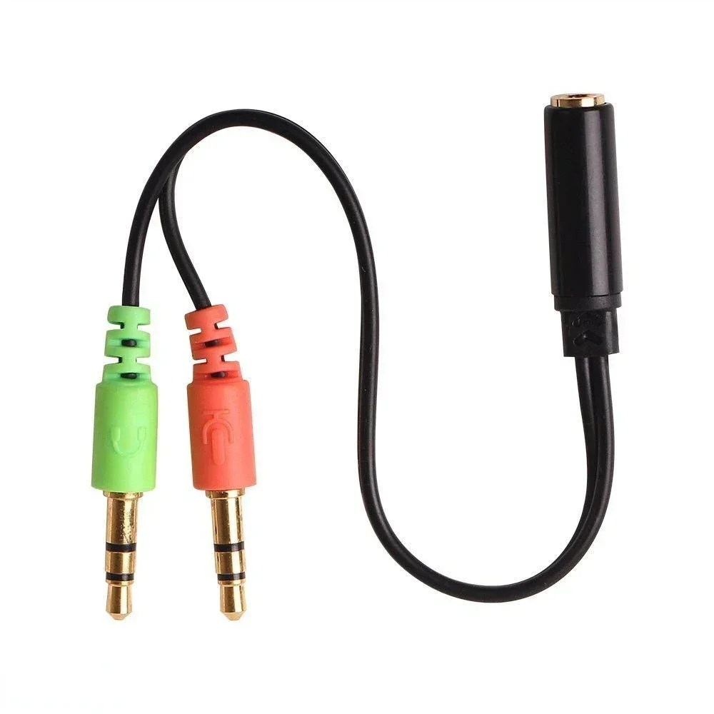 3.5mm Jack 1 Female to 2 Male Headphone Stereo Audio Cable Microphone Y Splitter Adapter Aux Cord For Earphone PC Laptop