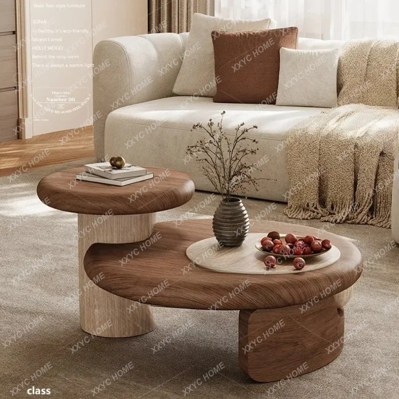 XXMedieval style high and low solid wood high-end coffee table combination