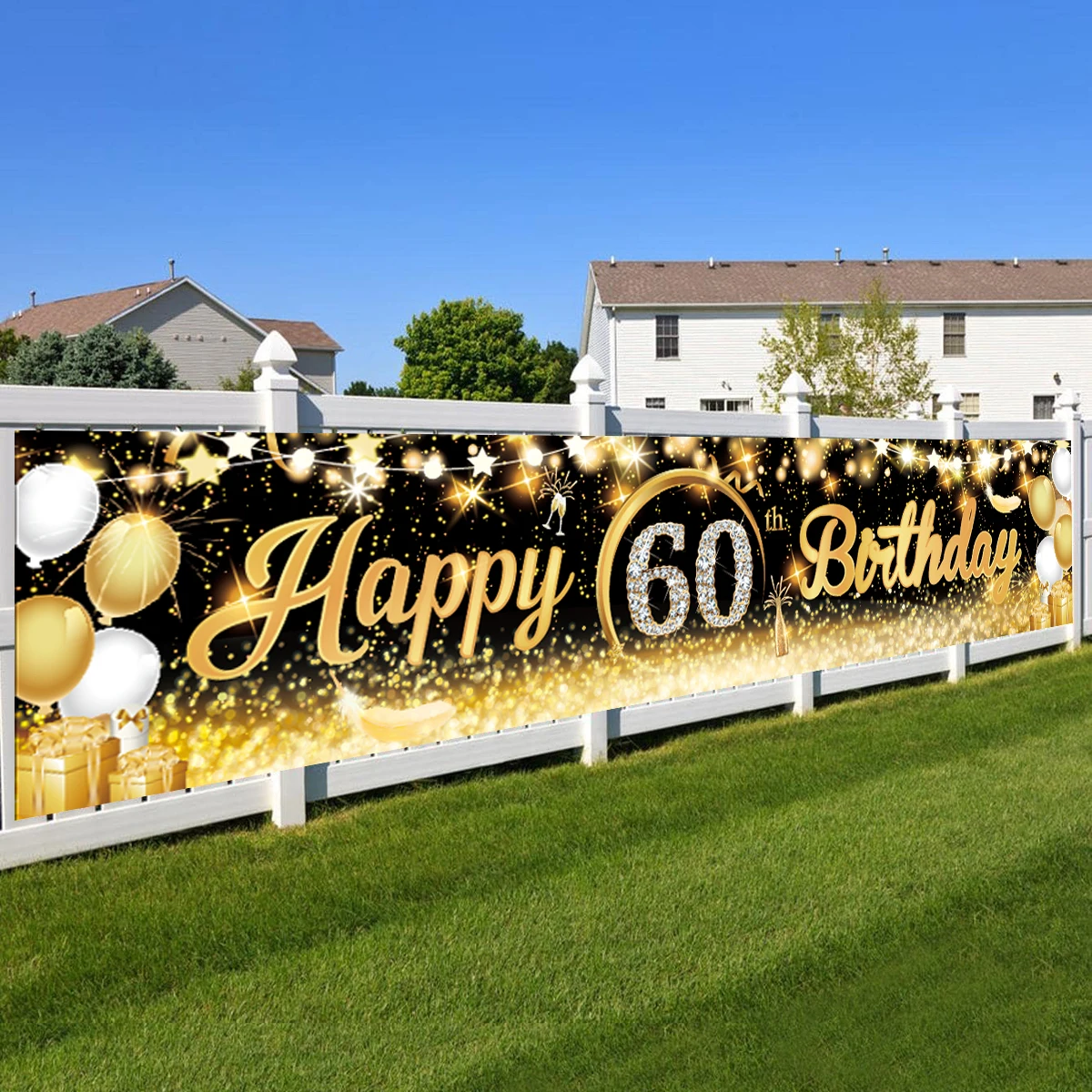 Happy 40 50 60 Birthday Banners 40th 50th 60th Birthday Party Decor Adults Black Gold Birthday Banner Party Supplies