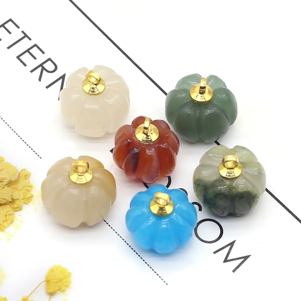 Natural Semi Precious Stone Mini Pumpkin Pendant Crystal Jade for Making DIY Women Charm Jewelry Earring Necklace Accessories