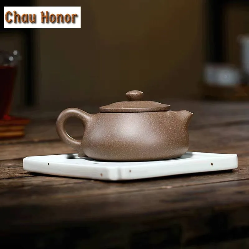220ml Yixing Purple Clay Teapot Master Handmade Carve Bamboo Tea Pot Raw Ore Graphite Section Mud Kettle Chinese Zisha Tea Set