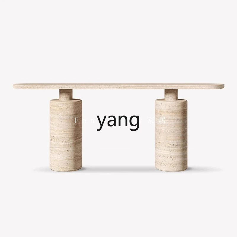 

LTT Italian minimalist natural marble entrance table Villa corridor wall long table