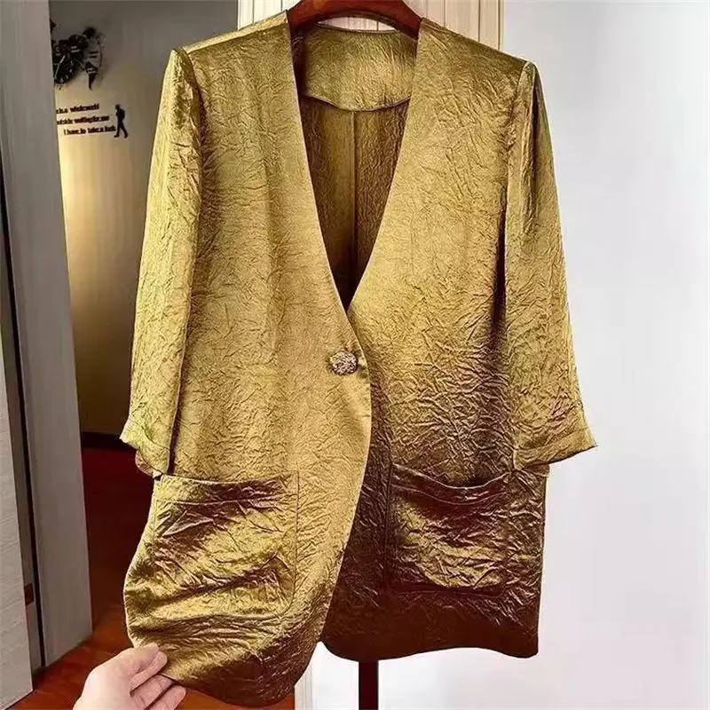 Blazer leggero in stile camicia da donna di lusso - Collezione primavera/estate di grandi dimensioni con maniche a tre quarti |   G397